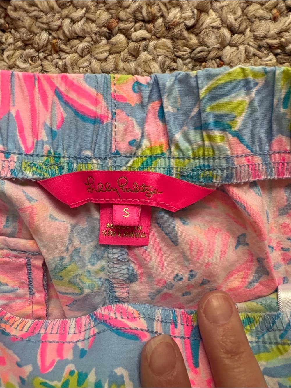 Lilly Pulitzer Pink and Blue Floral Athletic Shorts - Picture 2 of 3